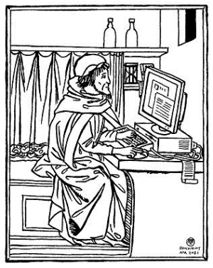 Monk using a PC by Brockprint